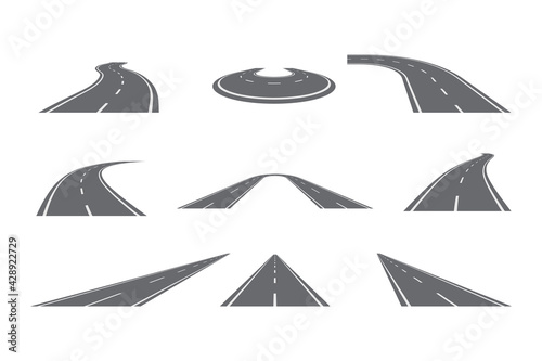 Highway traffic speed road construction segment set
