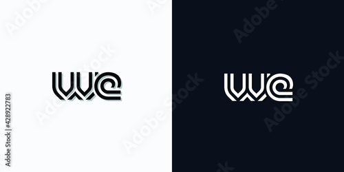 Modern Abstract Initial letter WE logo. This icon incorporates two abstract typefaces in a creative way. It will be suitable for which company or brand name starts those initial.