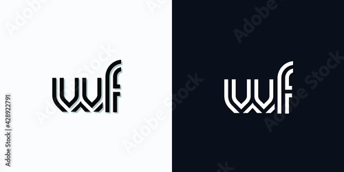 Modern Abstract Initial letter WF logo. This icon incorporates two abstract typefaces in a creative way. It will be suitable for which company or brand name starts those initial.
