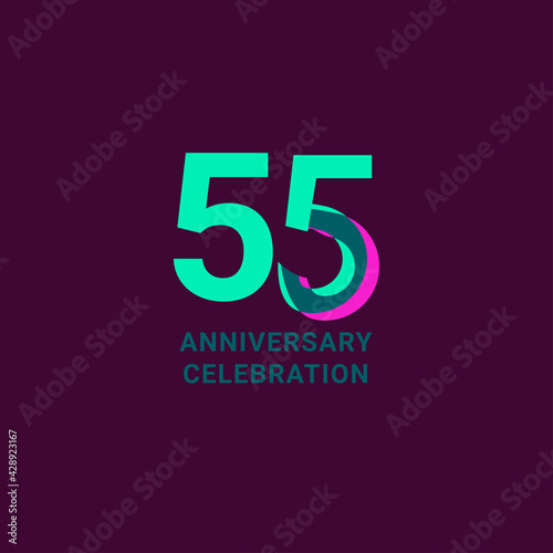 55 Years Anniversary Celebration Vector Template Design Illustration