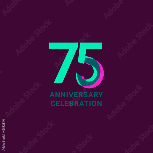 75 Years Anniversary Celebration Vector Template Design Illustration