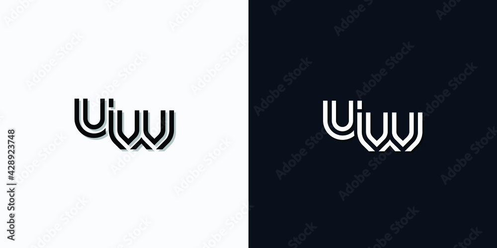 Modern Abstract Initial letter UW logo. This icon incorporates two abstract typefaces in a creative way. It will be suitable for which company or brand name starts those initial.