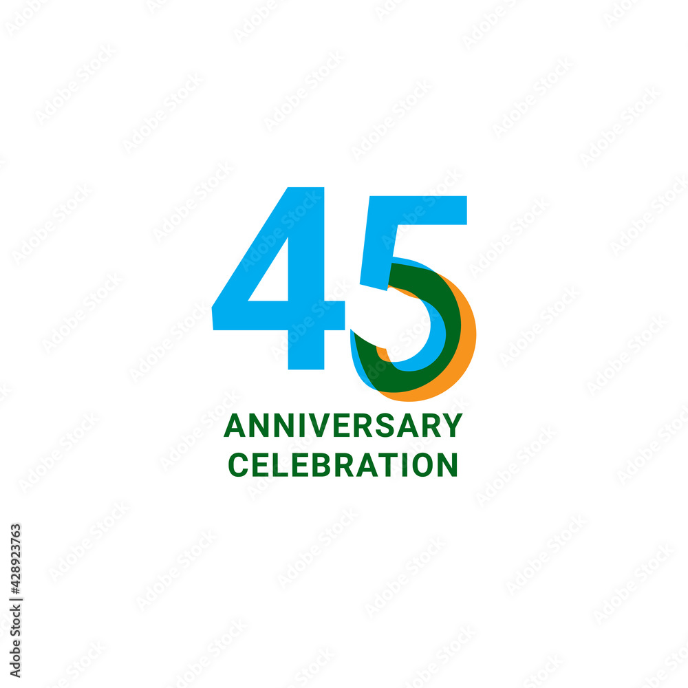 45 Years Anniversary Celebration Vector Template Design Illustration 45 Years Anniversary Celebration Vector Template Design Illustration