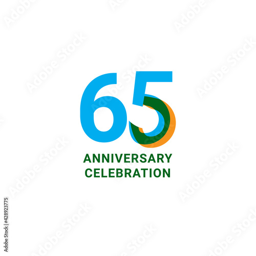 65 Years Anniversary Celebration Vector Template Design Illustration