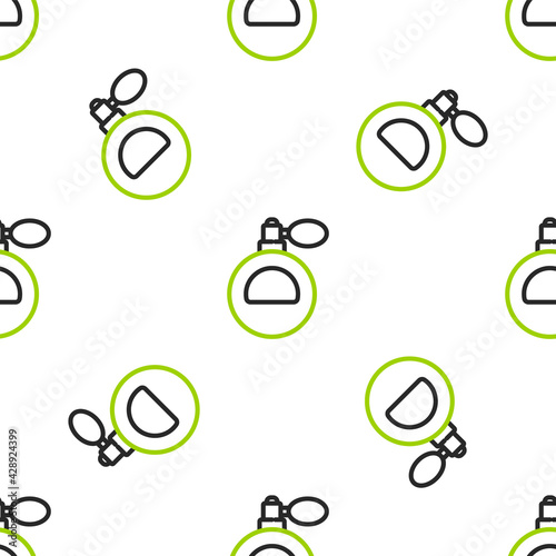 Line Perfume icon isolated seamless pattern on white background. Vector Illustration