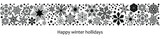 Black and white winter snowflakes background border, vector header for xmas or other winter holidays