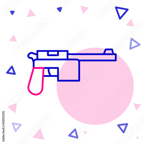 Line Mauser gun icon isolated on white background. Mauser C96 is a semi-automatic pistol. Colorful outline concept. Vector