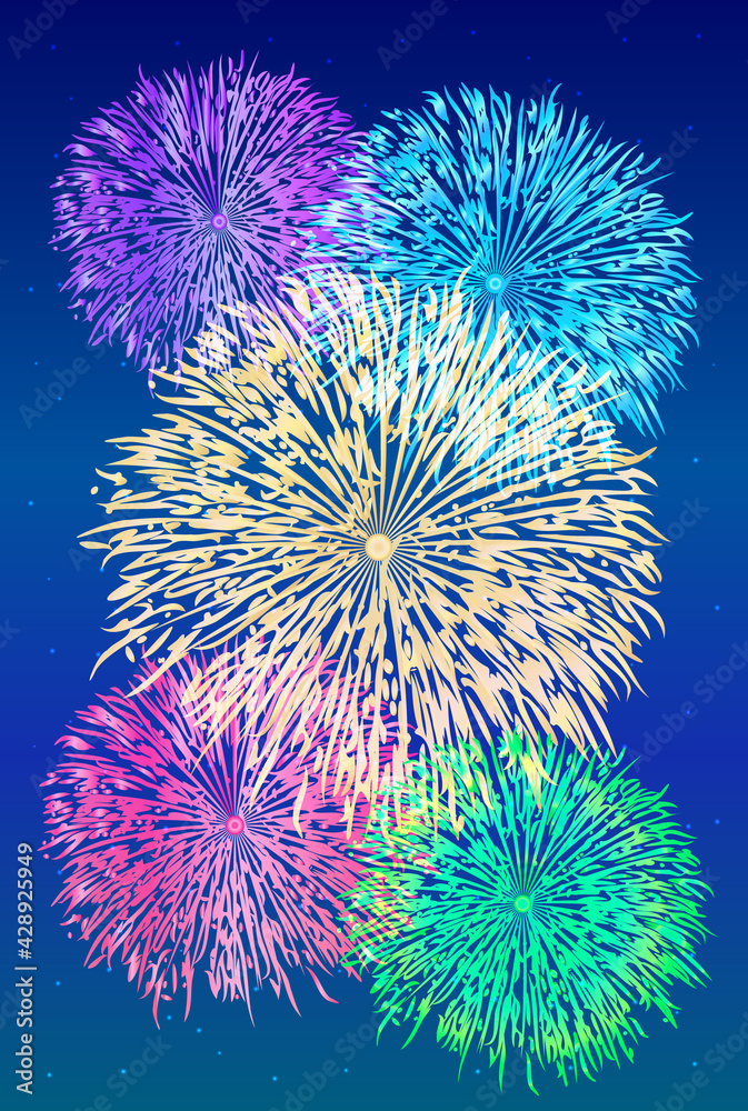 花火と星空 ベクターイラスト Stock Vector Adobe Stock