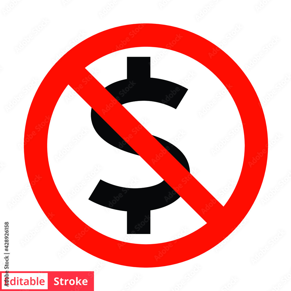 No American dollar currency icon. Simple outline style. Thin line dollar symbol. Forbidden, warning, prohibition concept. Vector illustration isolated on white background. Editable stroke EPS 10. No American dollar currency icon. Simple outline style. Thin line dollar symbol. Forbidden, warning, prohibition concept. Vector illustration isolated on white background. Editable stroke EPS 10.