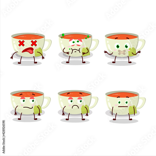 Cup of tea cartoon character with nope expression