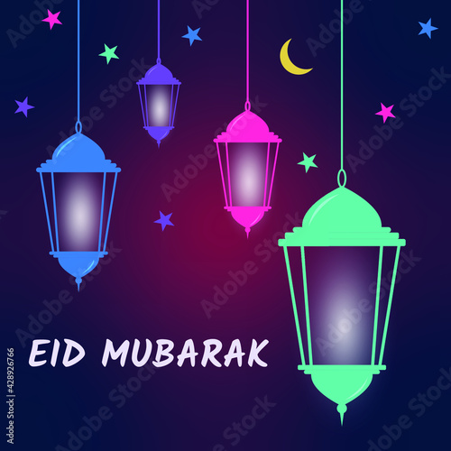  Eid Mubarak islamic design background. Creative Design Template vector illustration.