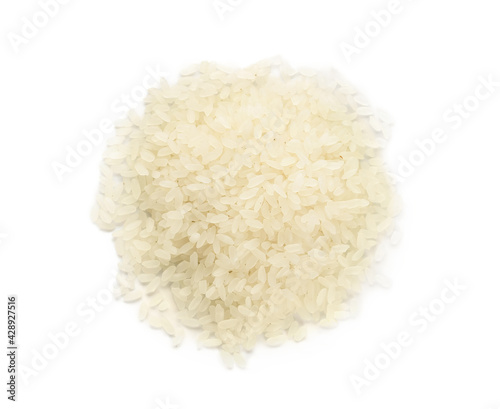 Heap of rice on white background