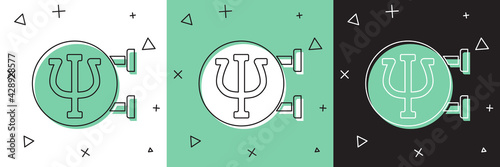 Set Psychology icon isolated on white and green, black background. Psi symbol. Mental health concept, psychoanalysis analysis and psychotherapy. Vector