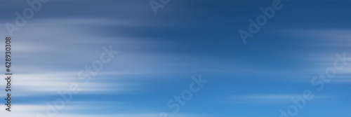 Blue sky with white clouds, panoramic image, vector background 