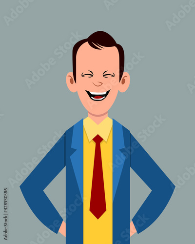 Cartoon male cheerful facial expression vector illustration. Young businessman character expression for design, motion or animation.