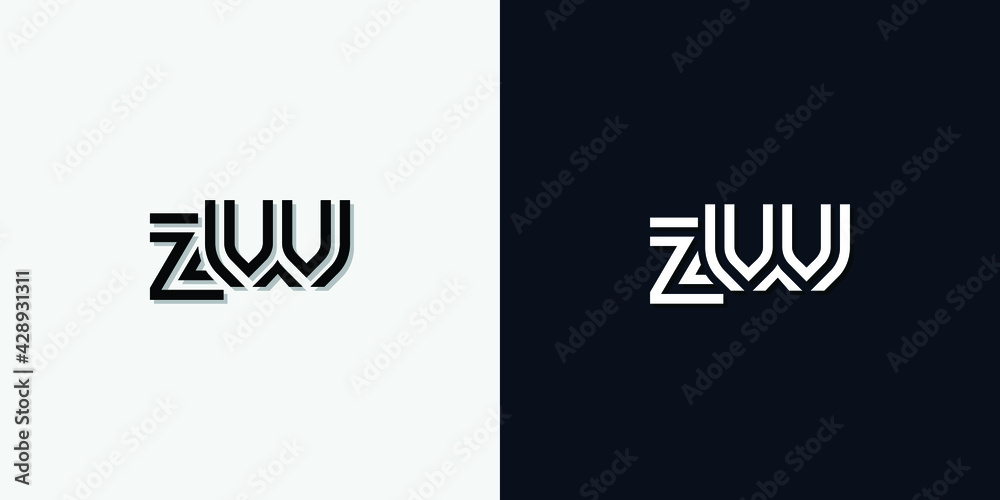 Modern Abstract Initial letter ZW logo. This icon incorporates two abstract typefaces in a creative way. It will be suitable for which company or brand name starts those initial.