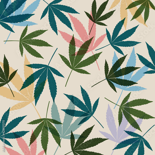 cannabis leaf pattern background vector illustration