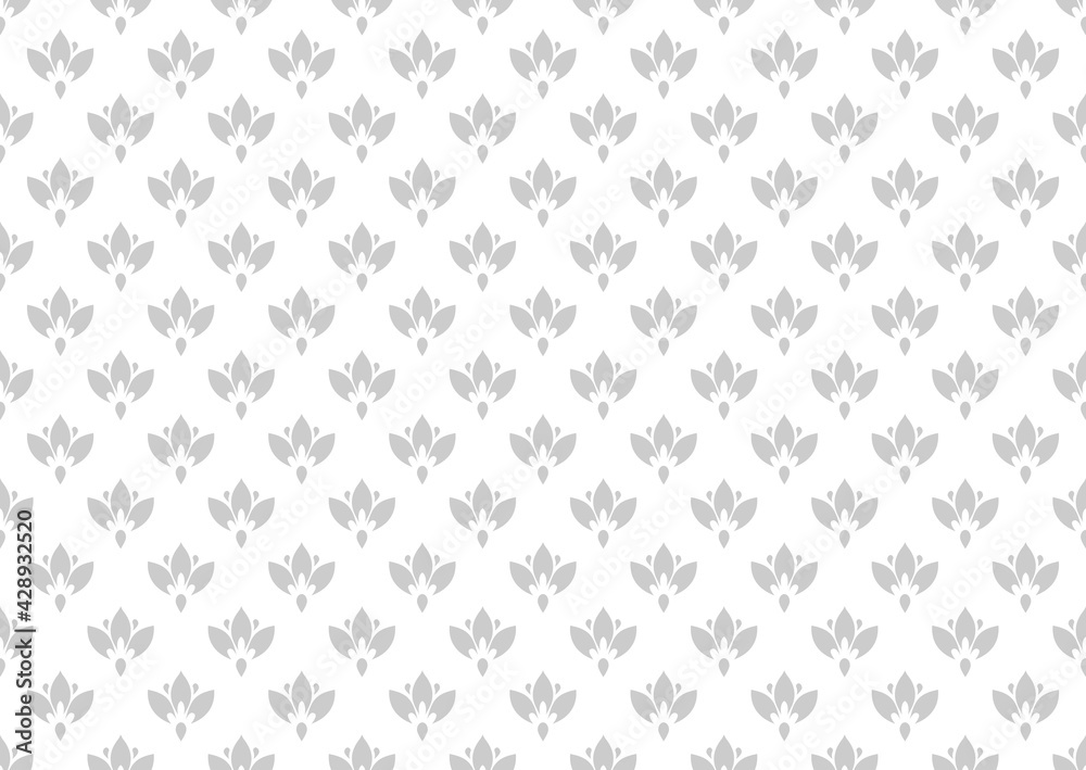 Flower geometric pattern. Seamless vector background. White and gray ornament.