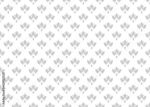 Flower geometric pattern. Seamless vector background. White and gray ornament.