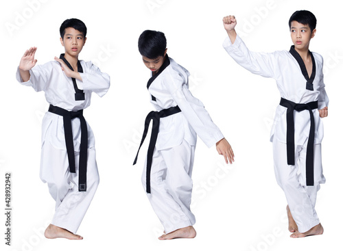 TaeKwonDo Karate Kid athlete young teenager show traditional Fighting