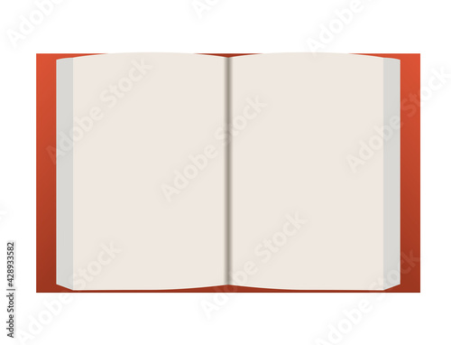 立体的な見開きの本　書籍のイラスト白背景　読書勉強教育のイメージ