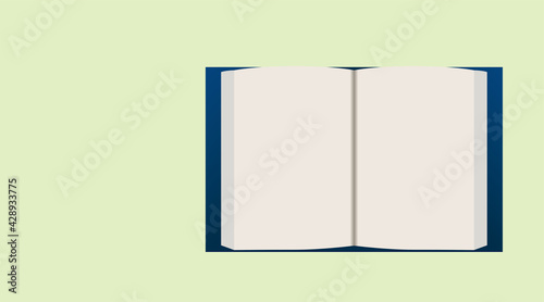 立体的な見開きの本　書籍のイラスト背景アリ　読書勉強教育のイメージ横型バナー