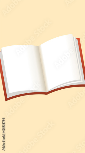 立体的な見開きの本　書籍のイラスト背景アリ　読書勉強教育のイメージ縦型バナー