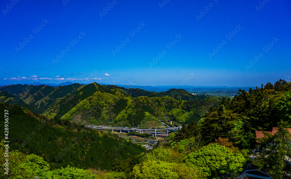新緑の高尾山　展望台からの風景