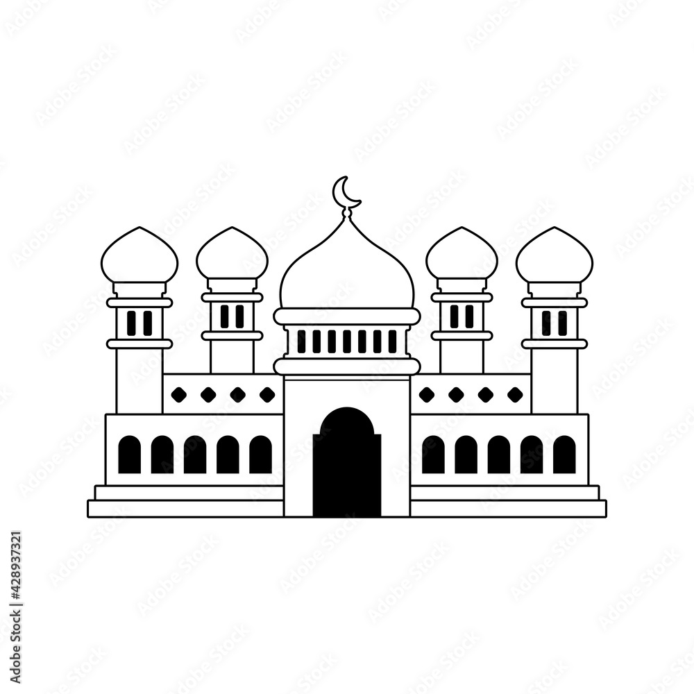 Vector illustration Mosque with outline style
