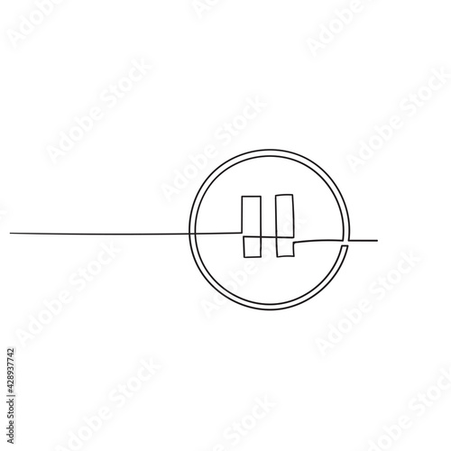 pause button illustration in continuous line art symbol vector