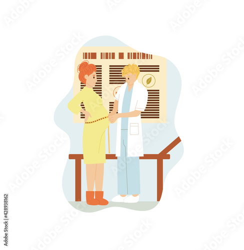 Pregnant woman visiting doctor for health exam