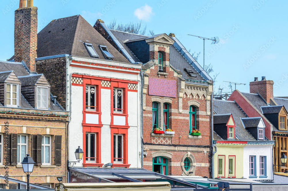 Colorful apartment building in Amiens, Paris, France.
