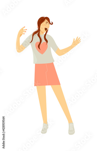 Excited happy girl person screaming portrait