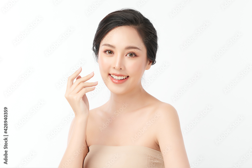 Beautiful young asian woman with clean fresh skin on white background, Face care, Facial treatment, Cosmetology, beauty and spa, Asian women portrait Beautiful young asian woman with clean fresh skin on white background, Face care, Facial treatment, Cosmetology, beauty and spa, Asian women portrait
