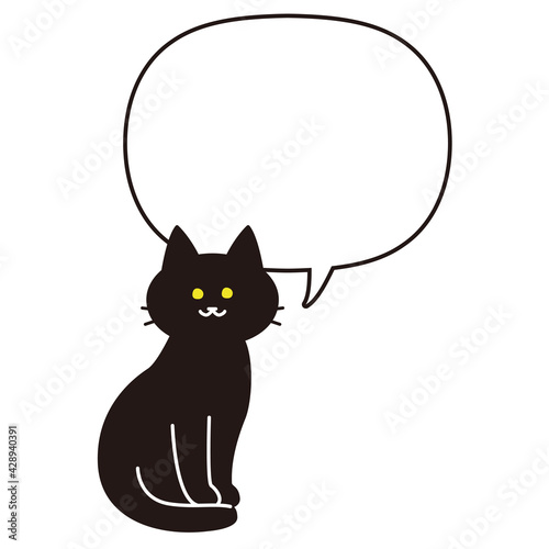 吹き出し付き体が右に向いている全身の黒猫