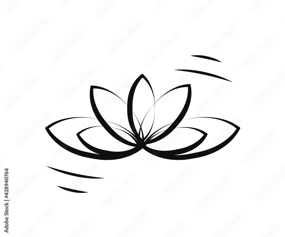 Black lotus on a white background. Symbol. Vector illustration. Black lotus on a white background. Symbol. Vector illustration.