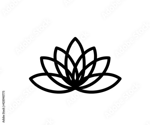 Black lotus on a white background. Symbol. Vector illustration.