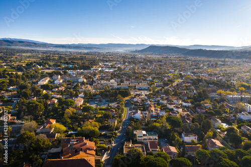 Top view of the village of Saint-Cyr-sur-mer, France photo