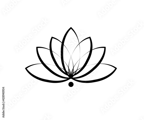 Black lotus on a white background. Symbol. Vector illustration.