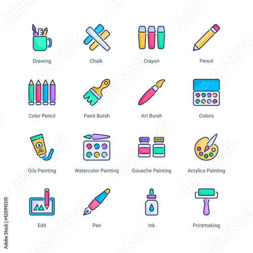 Arts and Crafts Stroke filled line icons - Vector