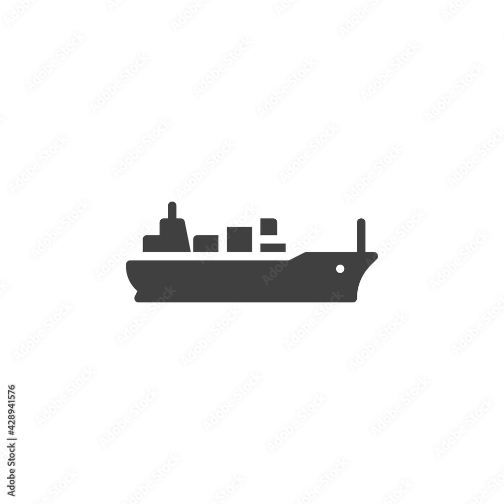 Cargo ship vector icon - obrazy, fototapety, plakaty 