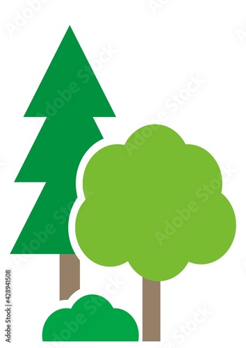 Trees and shrub, green vector illustration. Concept for park maintenance.