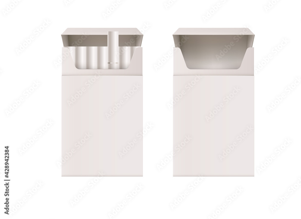 Opened full and empty cigarette pack isolated on white Opened full and empty cigarette pack isolated on white