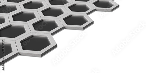 Fototapeta Naklejka Na Ścianę i Meble -  Hexagon Abstract Honeycomb Wall Simple Strong Technology Background 3d illustration