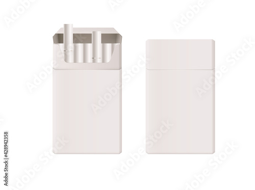 Opened and closed full cigarette pack isolated on white