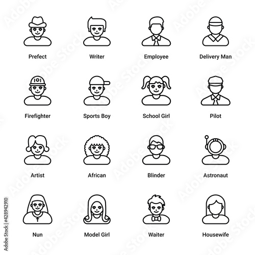 Avatar outline Icons - stroke, vector
