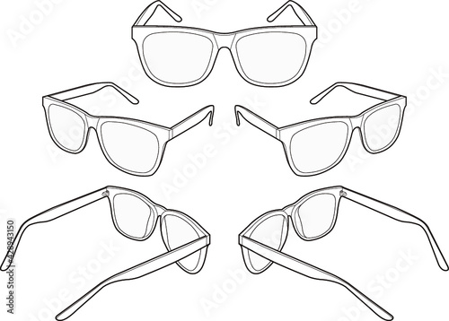 Sunglasses fashion flat sketch template