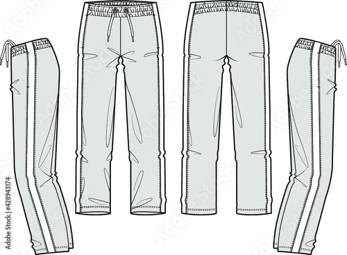Sweat pants fashion flat sketch template