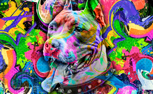 colorful artistic dog muzzle isolated on white background