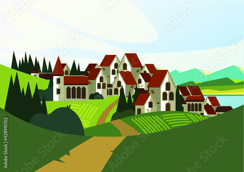 landscape with houses